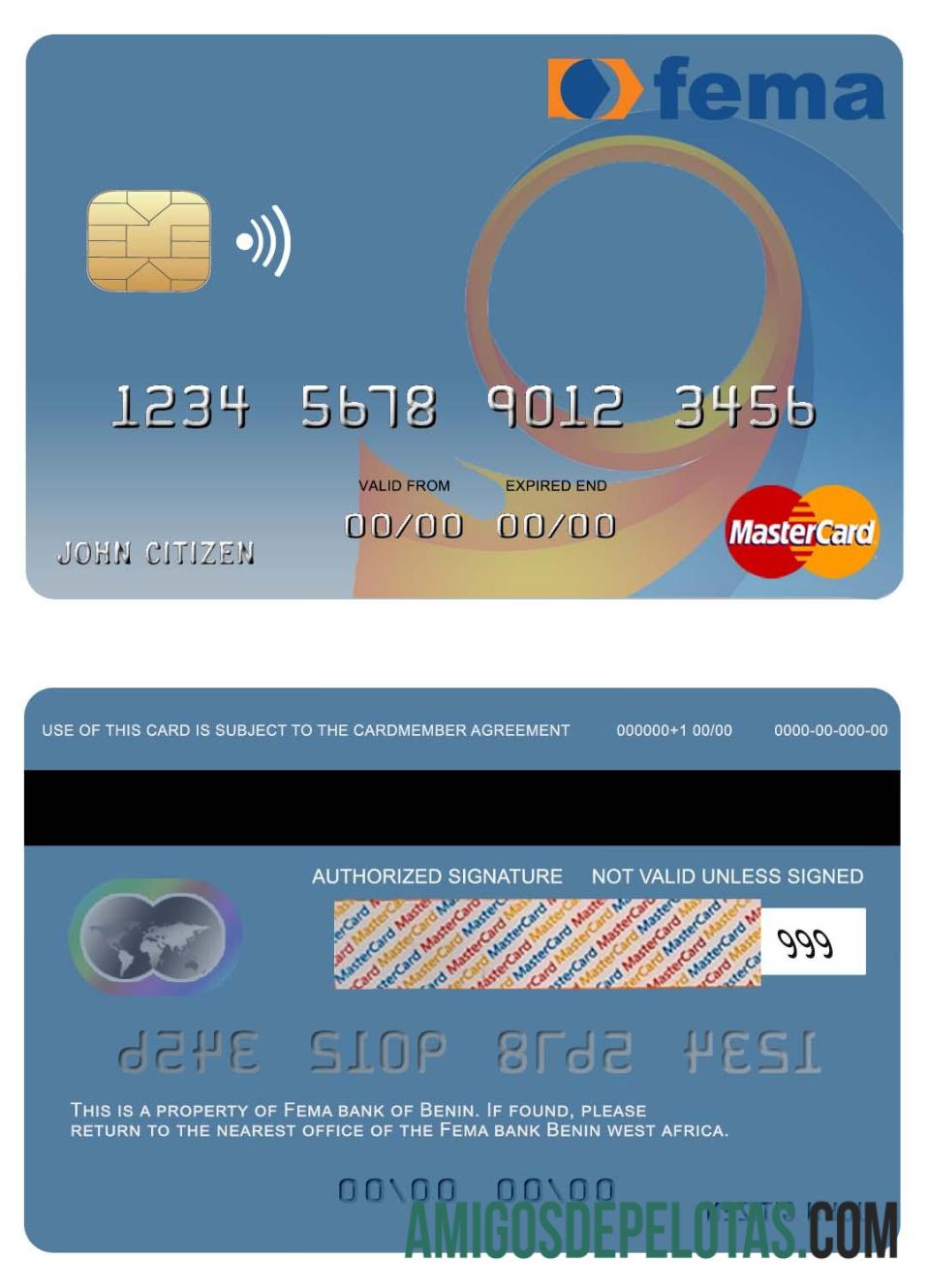 Benin Fema Bank Mastercard amostra